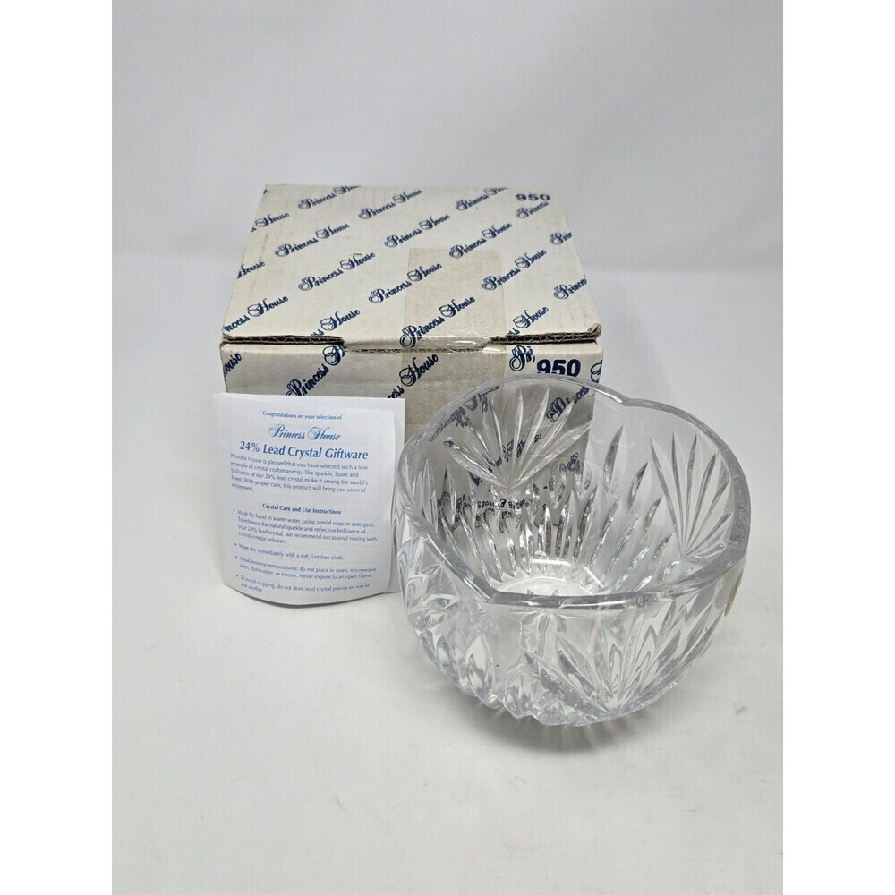 VINTAGE NOS PRINCESS HOUSE LEAD CRYSTAL ROSE BOWL #950 WITH BOX GERMANY